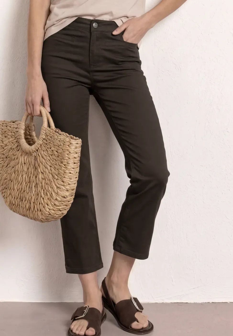 3/4 broek met flared pijpen in casual pasvorm