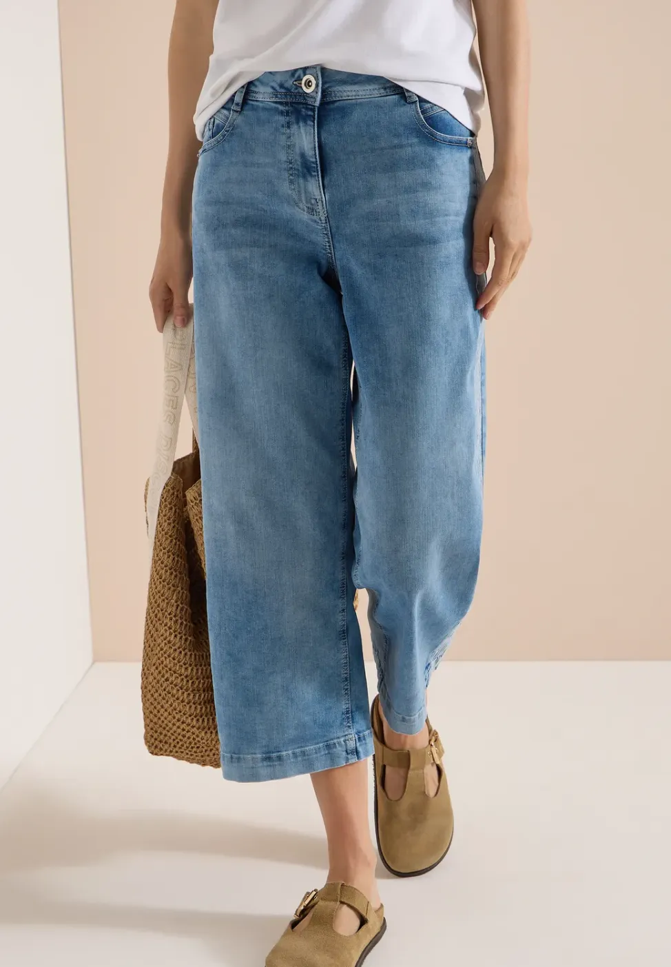 3/4 High Waist Wide Legs jeans in Loose Fit