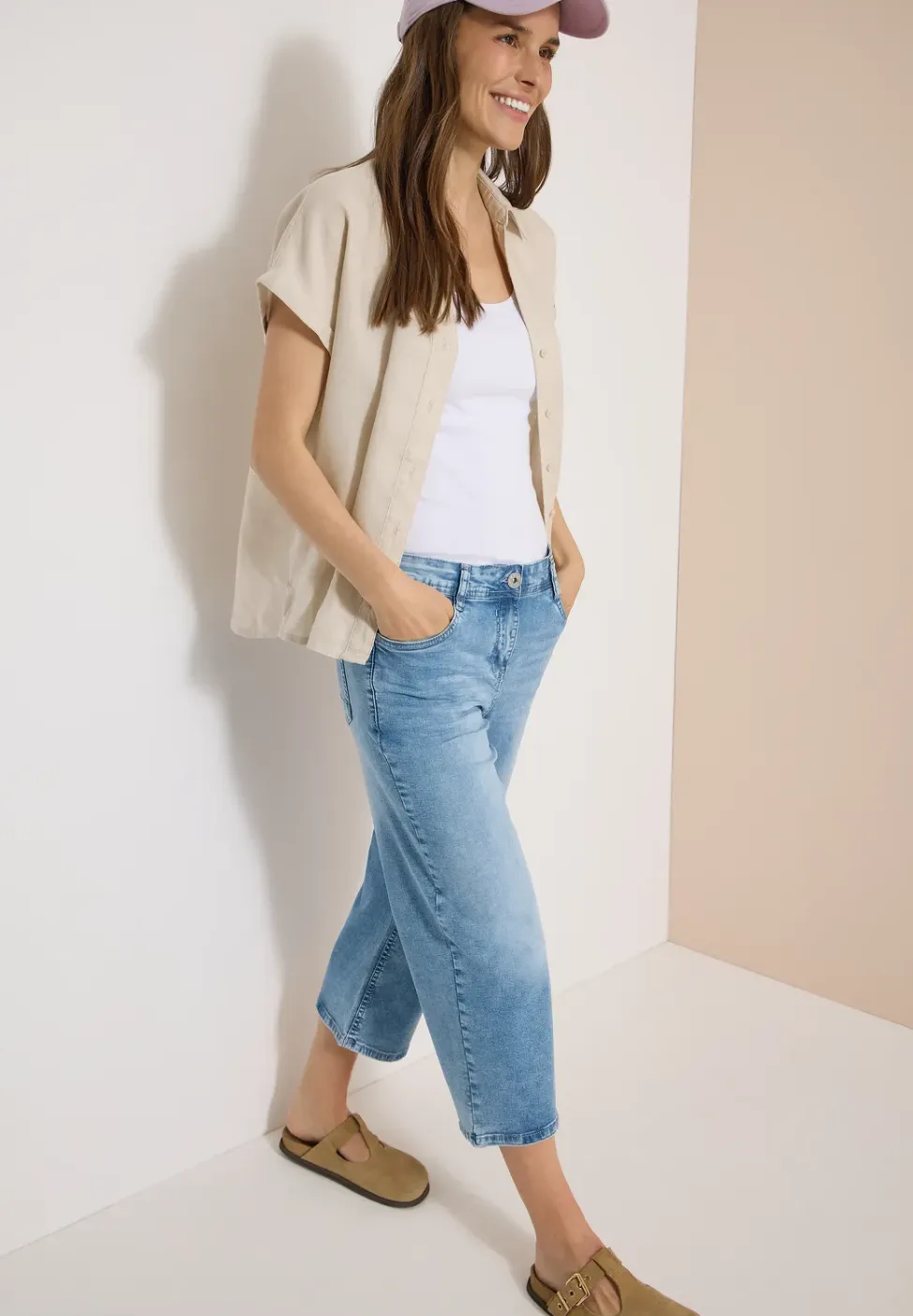 3/4 High Waist Wide Legs jeans in Slim Fit