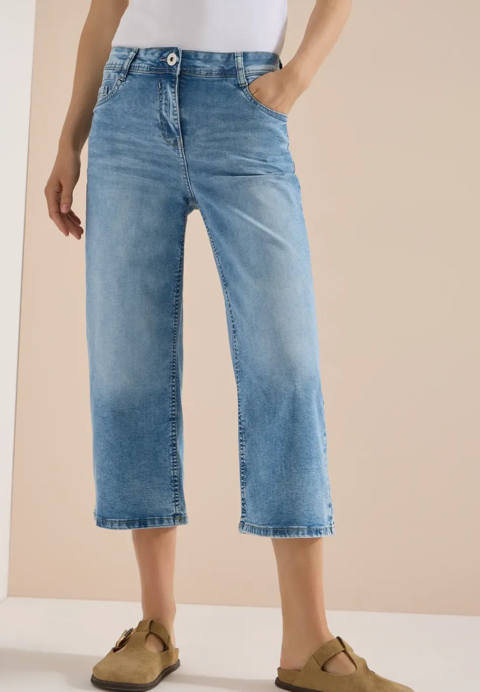 3/4 High Waist Wide Legs jeans in Slim Fit