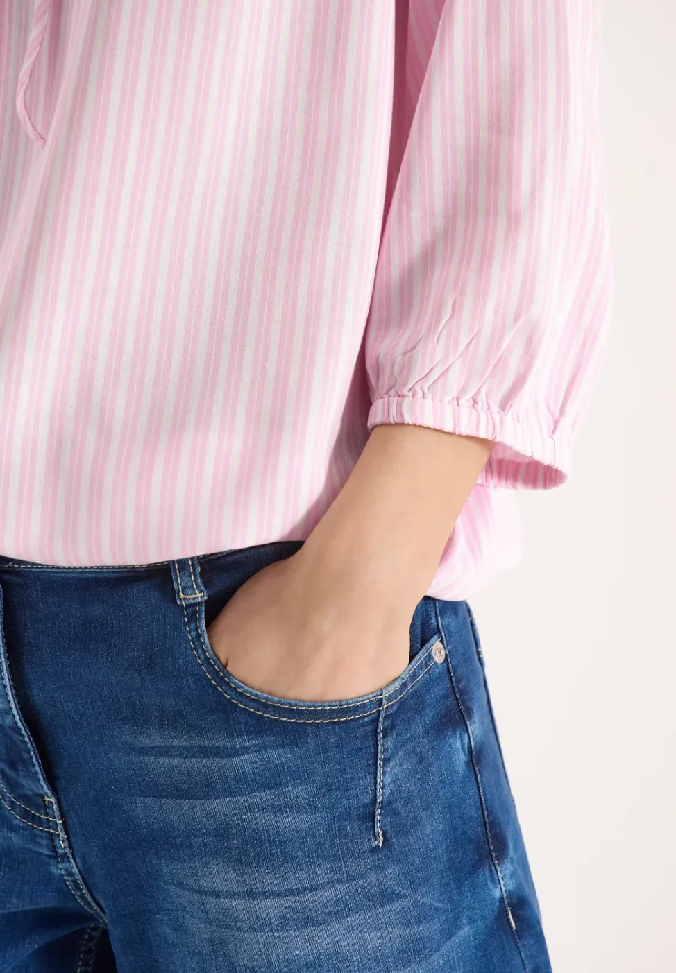 3/4 mouw blouse met gestreept patroon