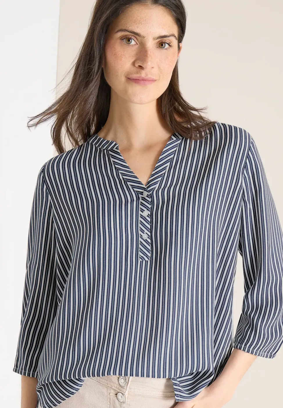 3/4 mouw blouse met gestreept patroon