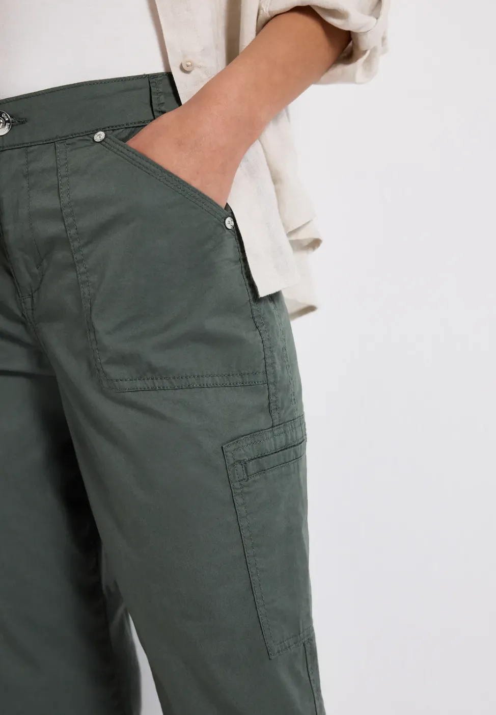 3/4 satijnen broek met zakken