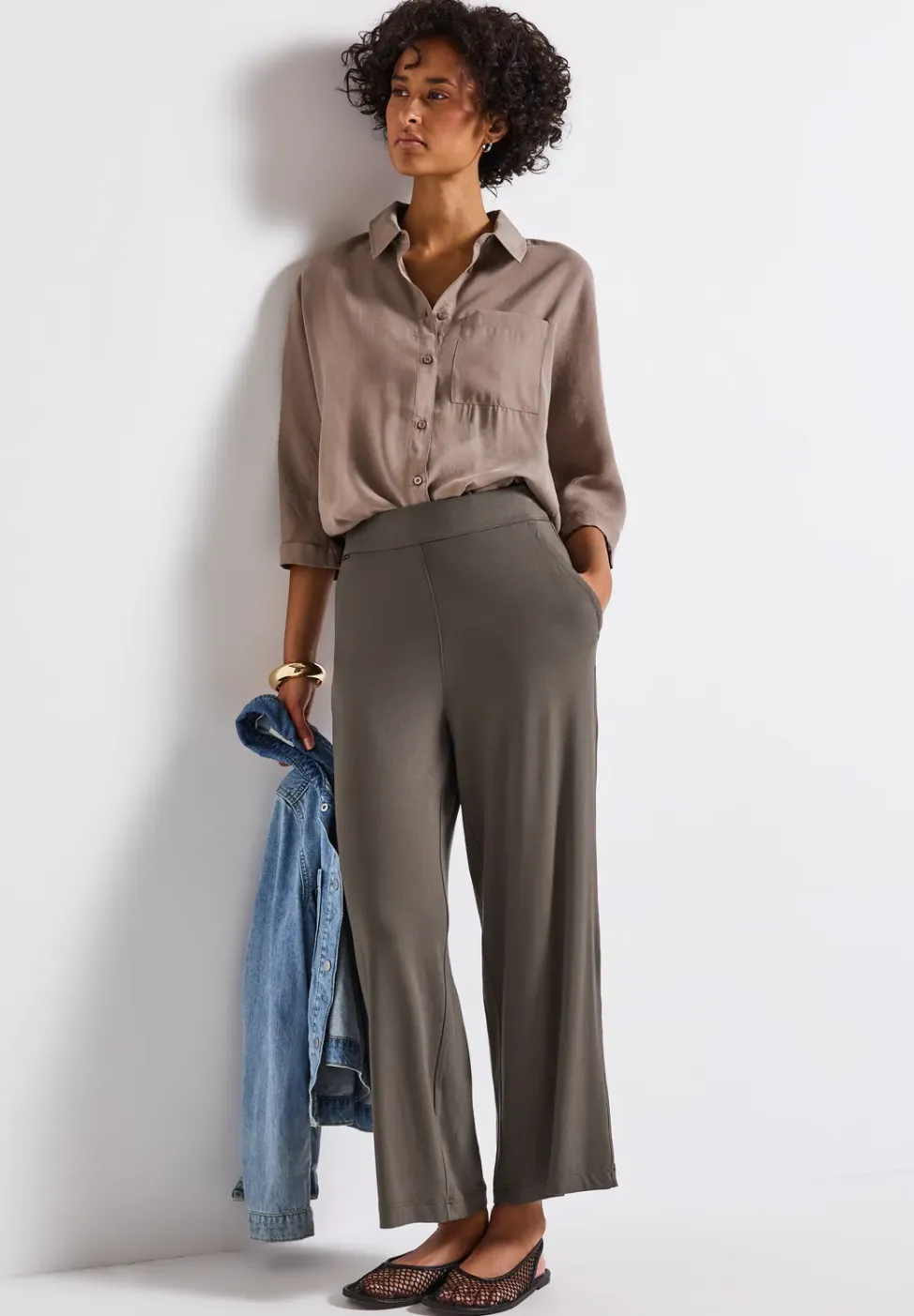 7/8 Wide Legs tricot broek