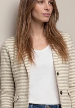 Basic blazer met knopen en strepen
