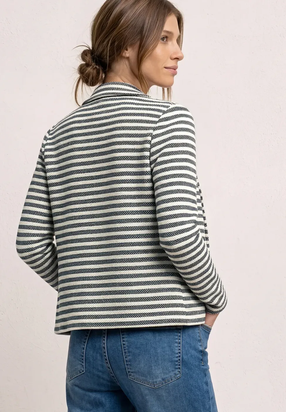 Basic blazer met knopen en strepen
