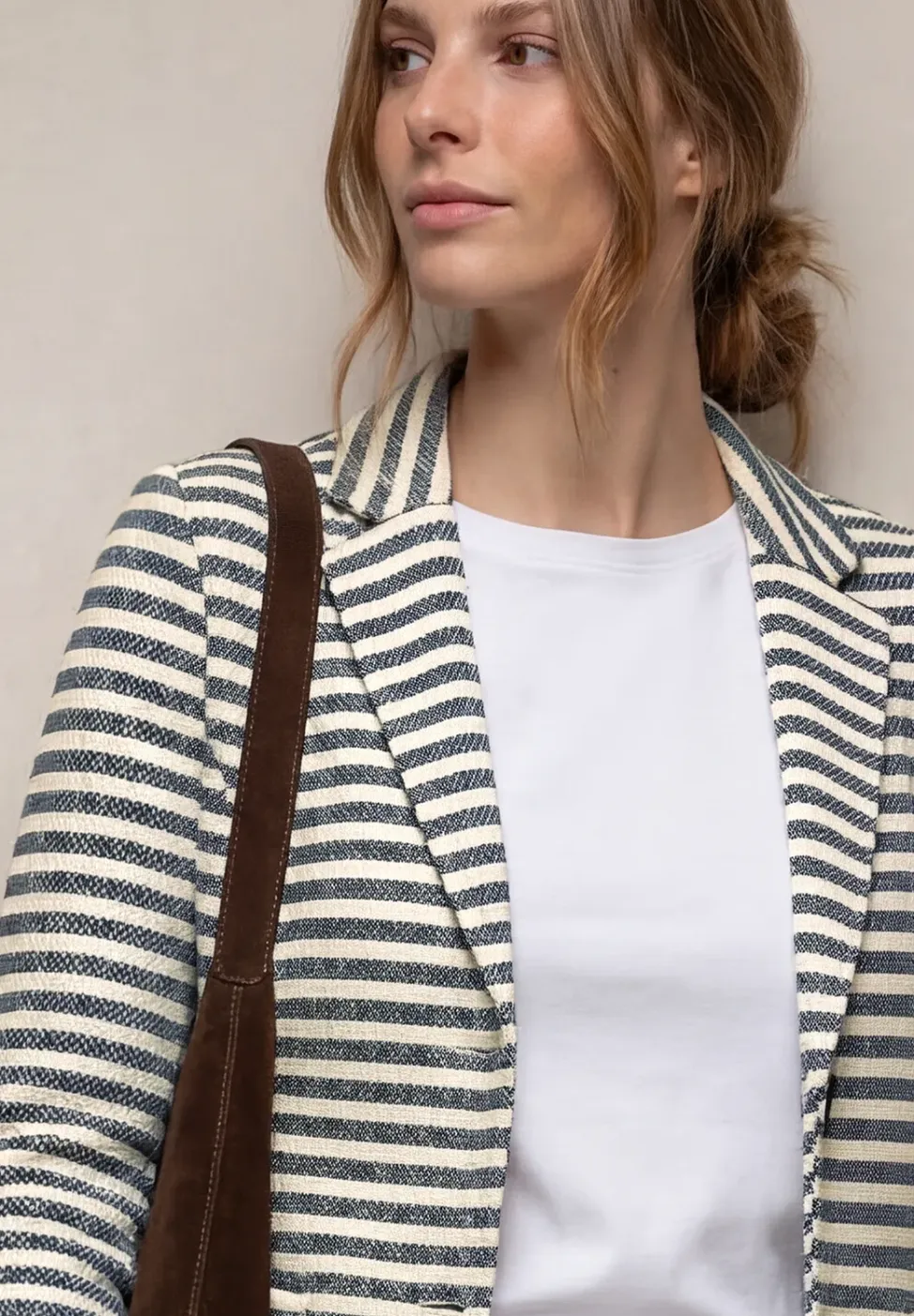 Basic blazer met knopen en strepen