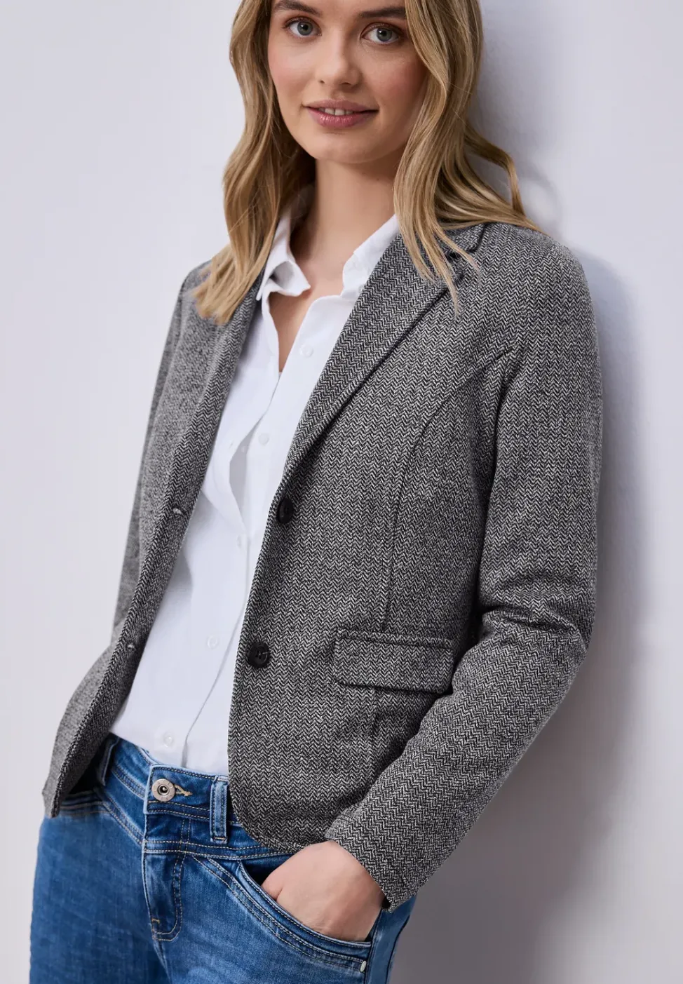Basic blazer met reverskraag