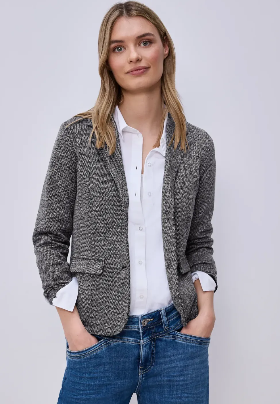 Basic blazer met reverskraag