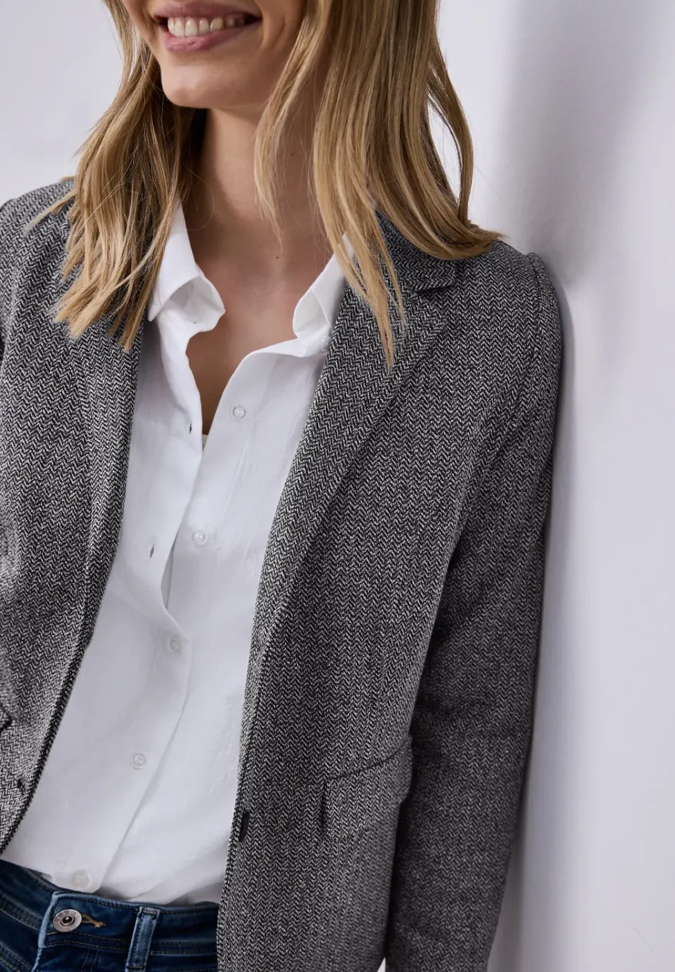 Basic blazer met reverskraag