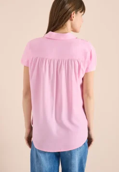 Basic blouse met overhemdkraag in effen kleur