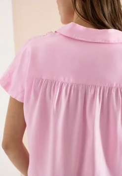 Basic blouse met overhemdkraag in effen kleur