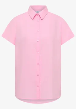 Basic blouse met overhemdkraag in effen kleur
