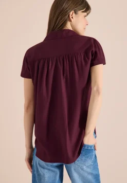 Basic blouse met overhemdkraag in effen kleur
