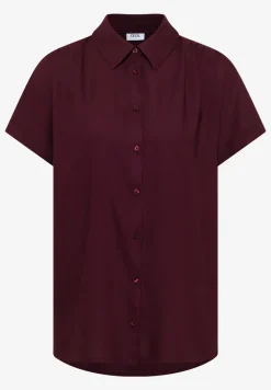 Basic blouse met overhemdkraag in effen kleur