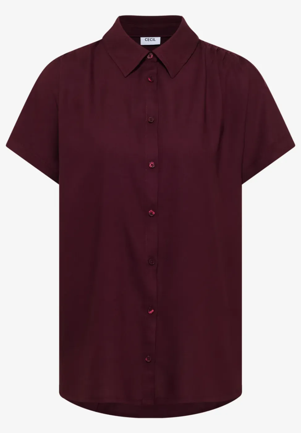 Basic blouse met overhemdkraag in effen kleur