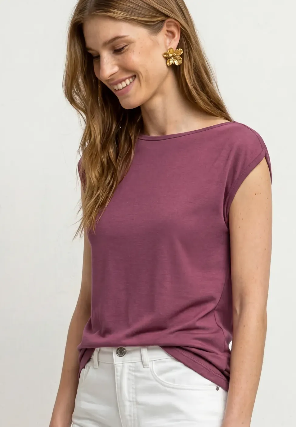 Basic shirt met boothals
