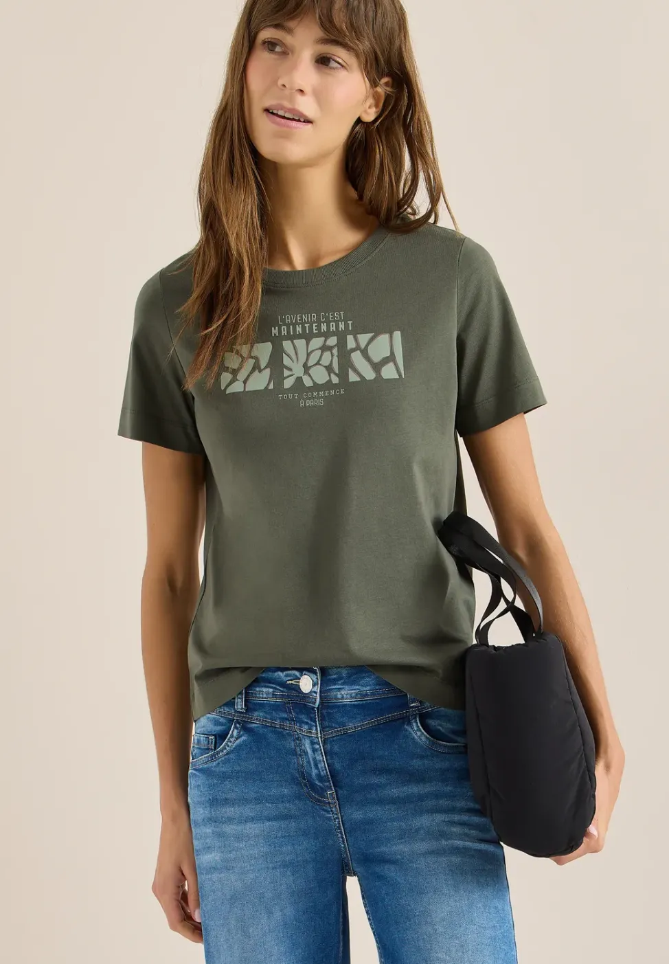 Basic shirt met print aan de voorkant