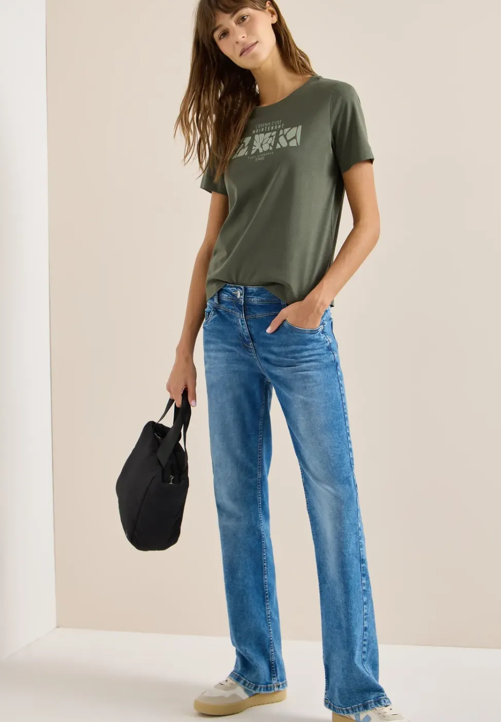 Basic shirt met print aan de voorkant