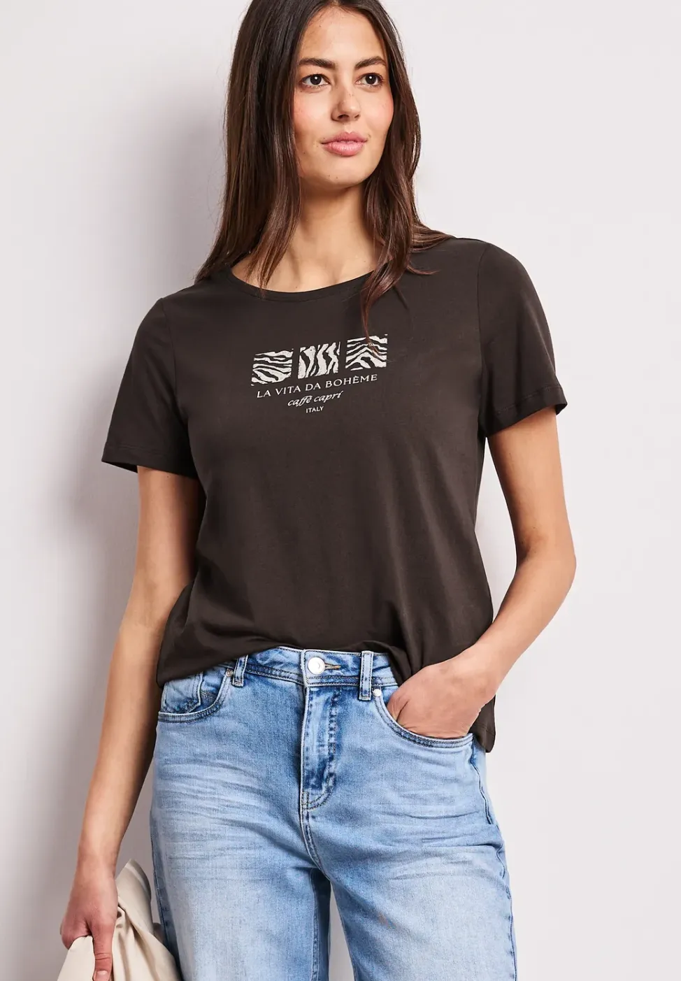 Basic Shirt met ronde hals en print