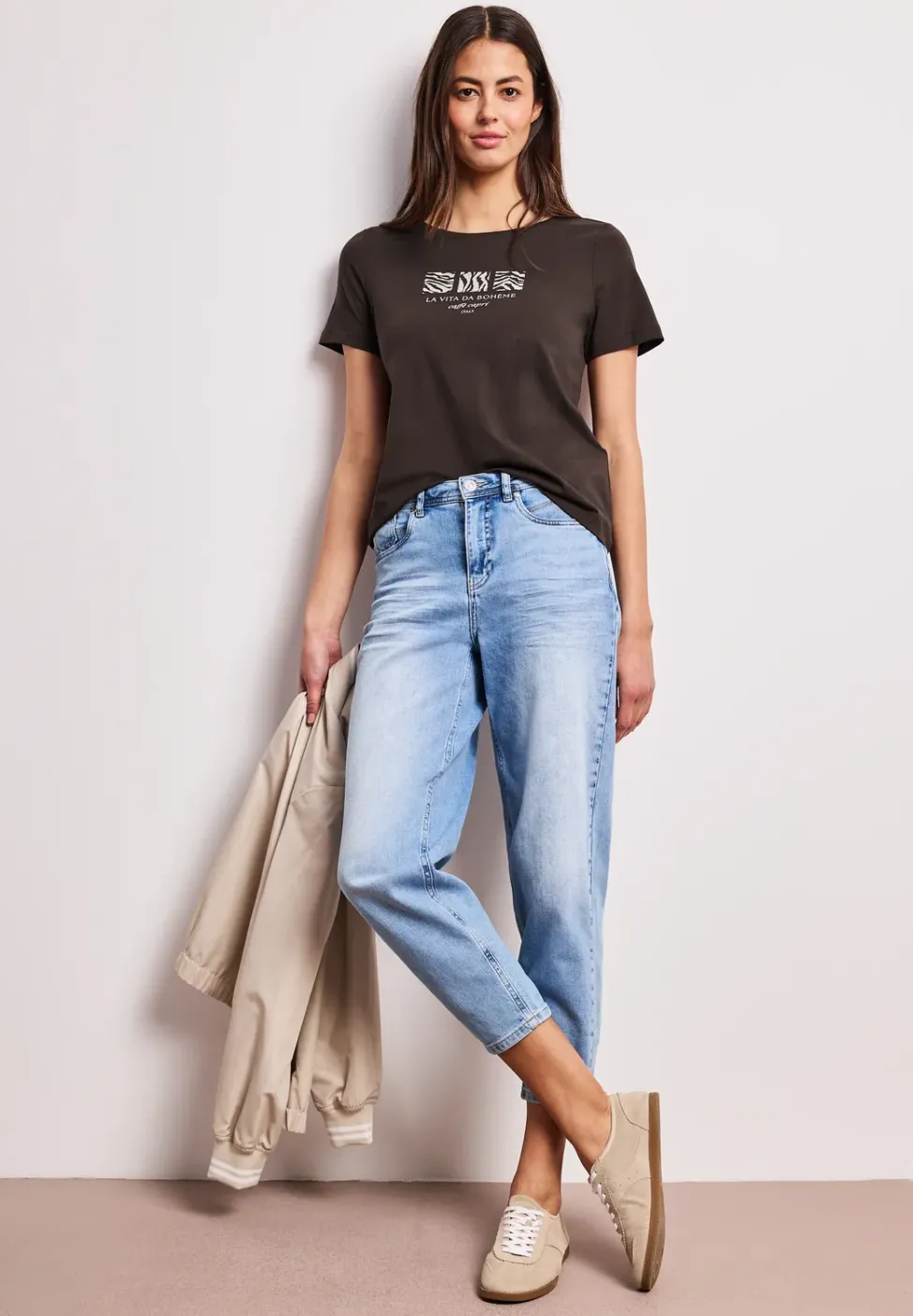 Basic Shirt met ronde hals en print