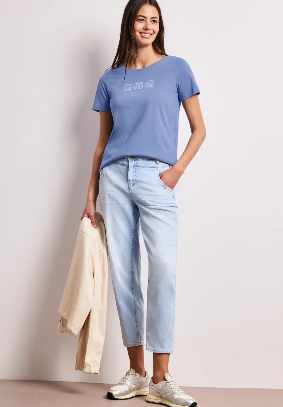 Basic Shirt met ronde hals en print