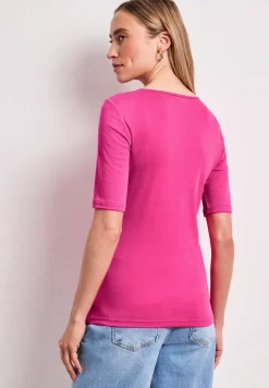 Basic Shirt met V-hals in effen kleur