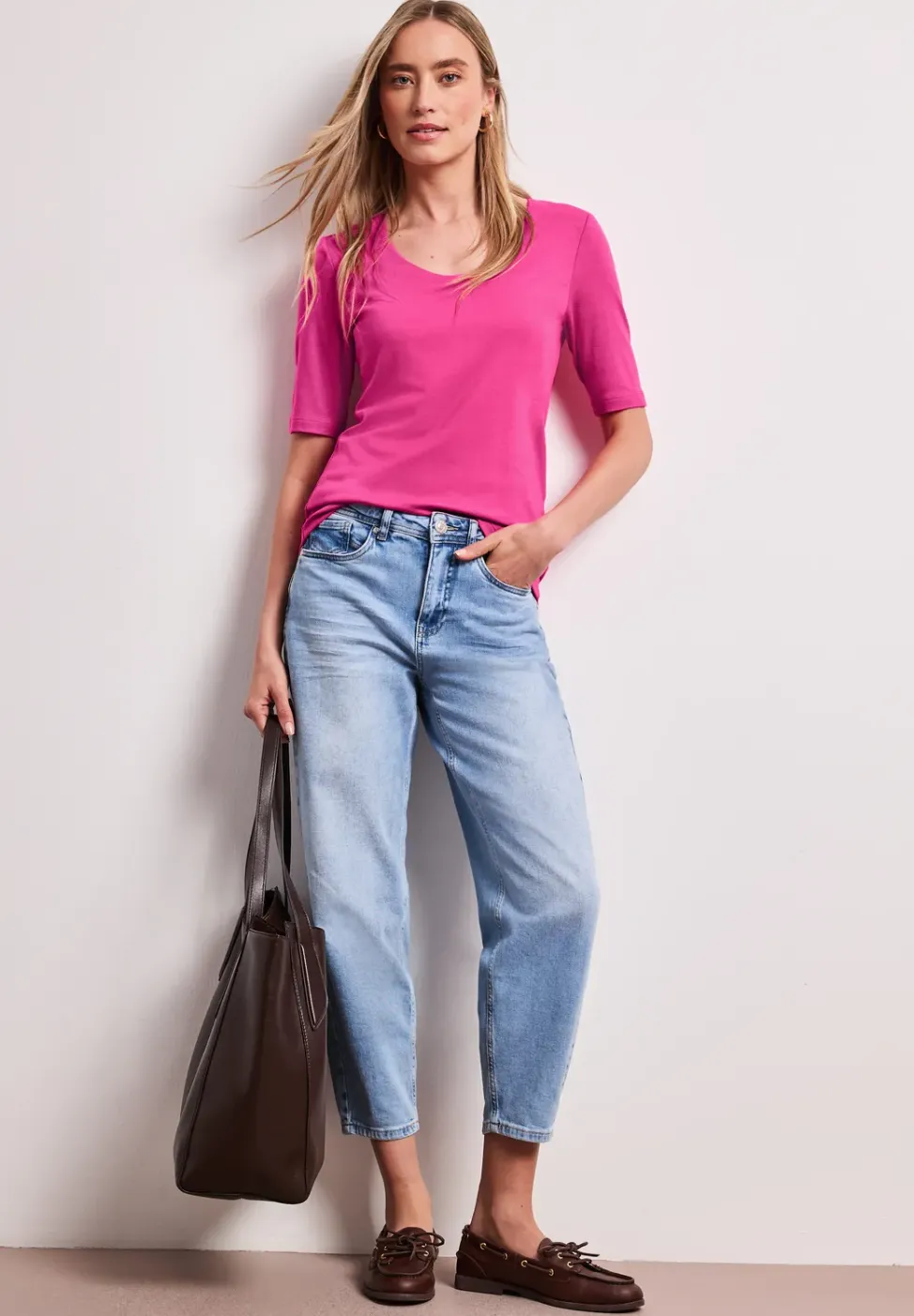 Basic Shirt met V-hals in effen kleur