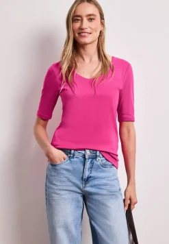 Basic Shirt met V-hals in effen kleur