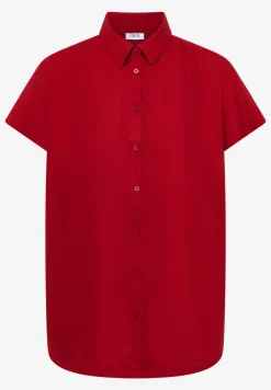 Basic blouse met overhemdkraag in effen kleur
