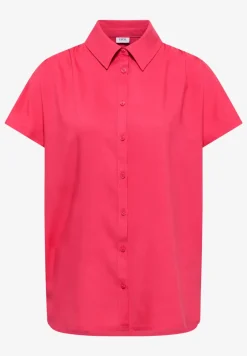 Basic blouse met overhemdkraag in effen kleur