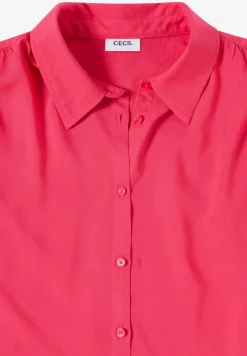 Basic blouse met overhemdkraag in effen kleur