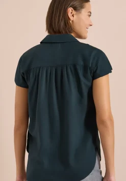 Basic blouse met overhemdkraag in effen kleur