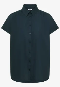 Basic blouse met overhemdkraag in effen kleur