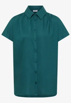 Basic blouse met overhemdkraag in effen kleur