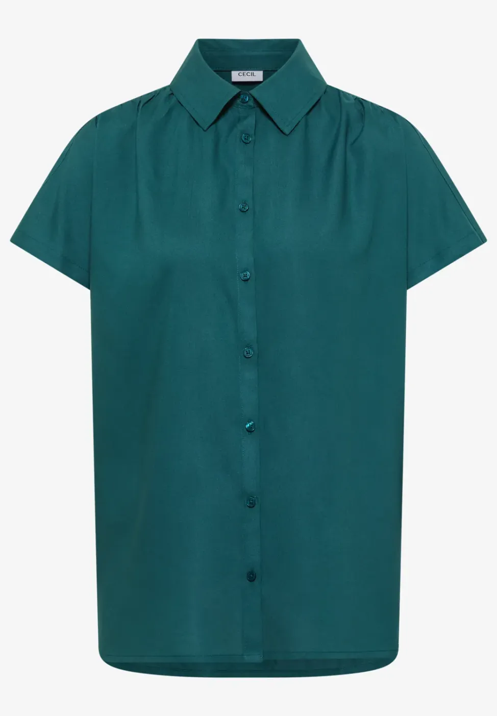 Basic blouse met overhemdkraag in effen kleur