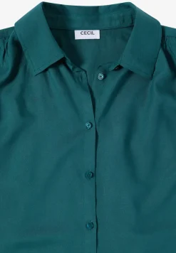 Basic blouse met overhemdkraag in effen kleur