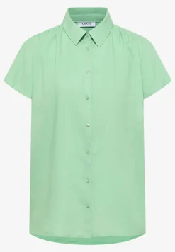 Basic blouse met overhemdkraag in effen kleur