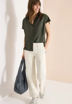 Basic blouse met overhemdkraag in effen kleur