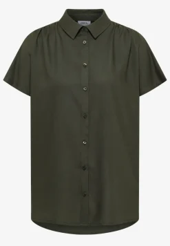 Basic blouse met overhemdkraag in effen kleur