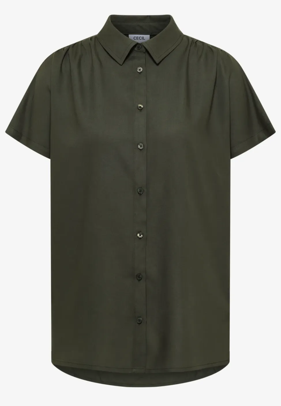 Basic blouse met overhemdkraag in effen kleur