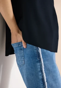 Basic blouse met overhemdkraag in effen kleur