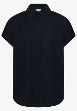 Basic blouse met overhemdkraag in effen kleur