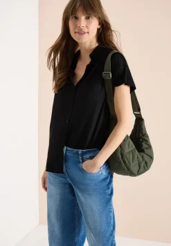 Basic blouse met overhemdkraag in effen kleur