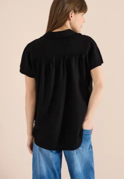 Basic blouse met overhemdkraag in effen kleur
