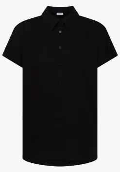 Basic blouse met overhemdkraag in effen kleur