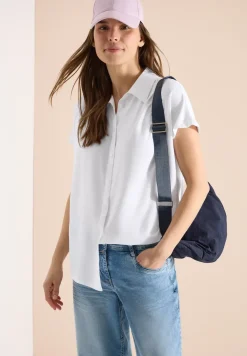 Basic blouse met overhemdkraag in effen kleur