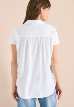 Basic blouse met overhemdkraag in effen kleur