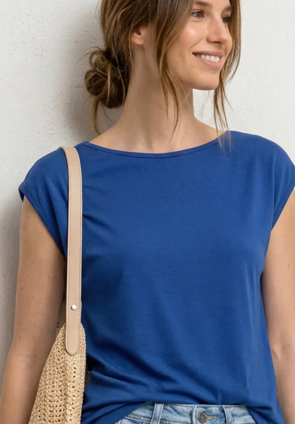 Basic shirt met boothals