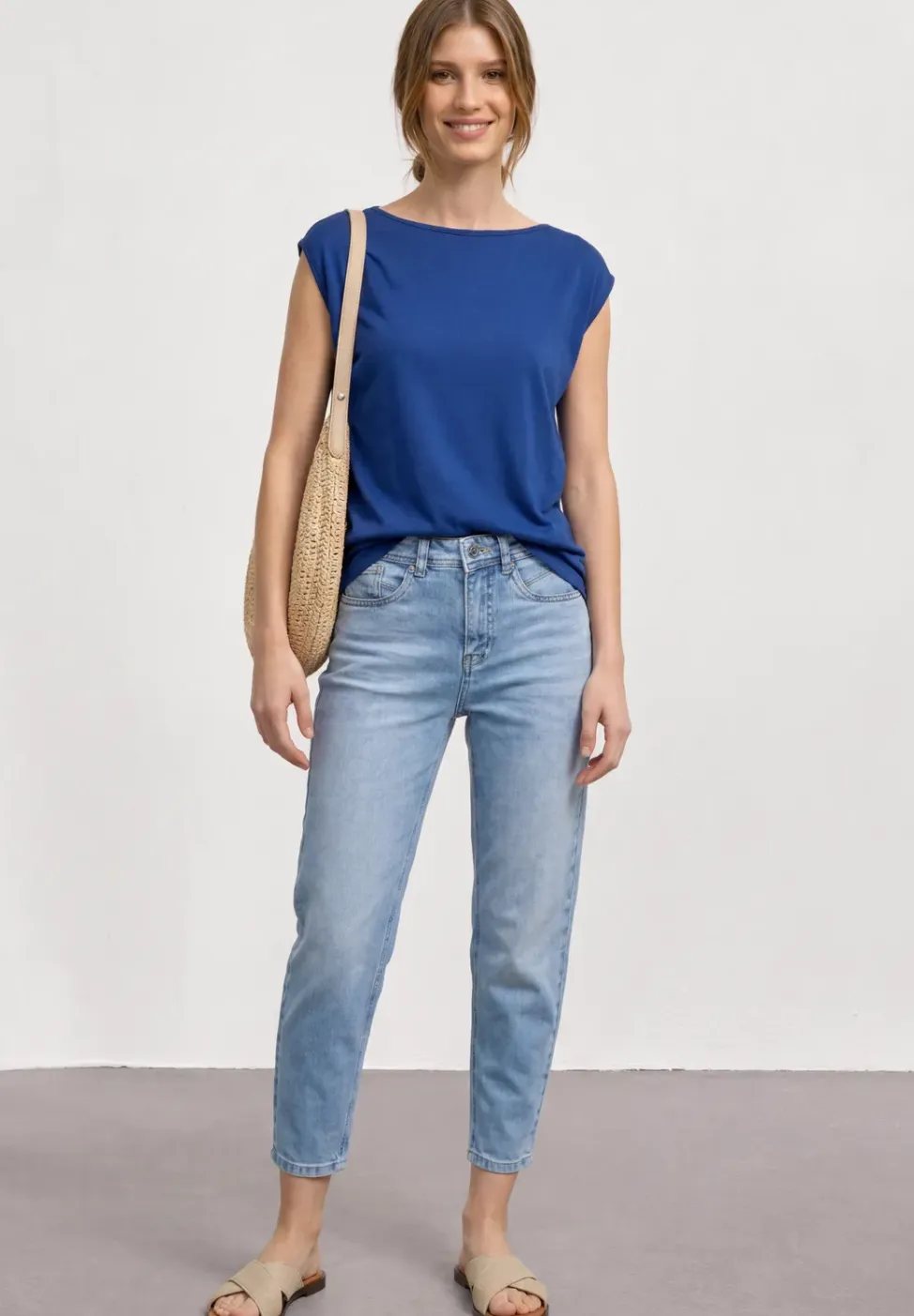 Basic shirt met boothals